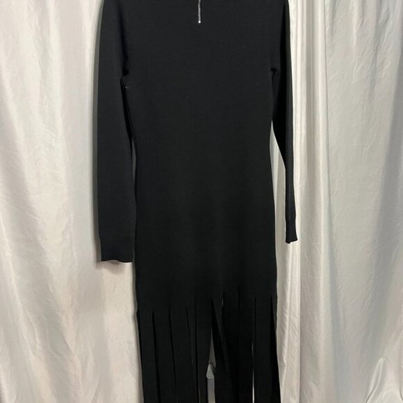 Michael Kors Collection Merino Wool Turtleneck Streamer Dress Black M NWOT - Picture 9 of 13